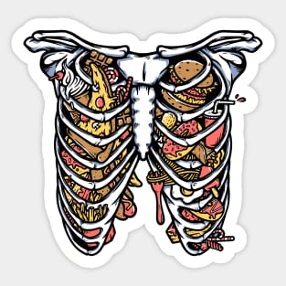 lots of food in the rib cage Sticker